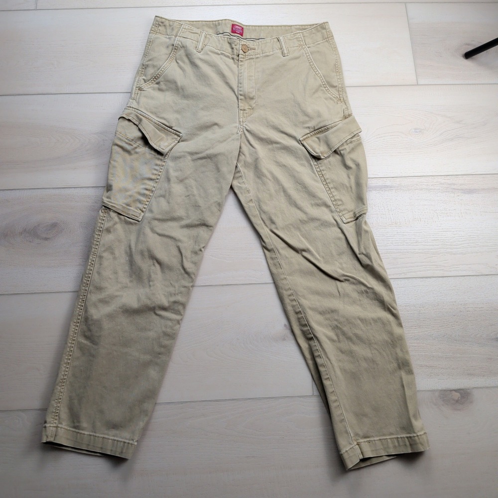 Levis XX Cargo Taper Pants Mens 33x30 (Fits 33x28) Khaki Tan Utility‎ Stretch